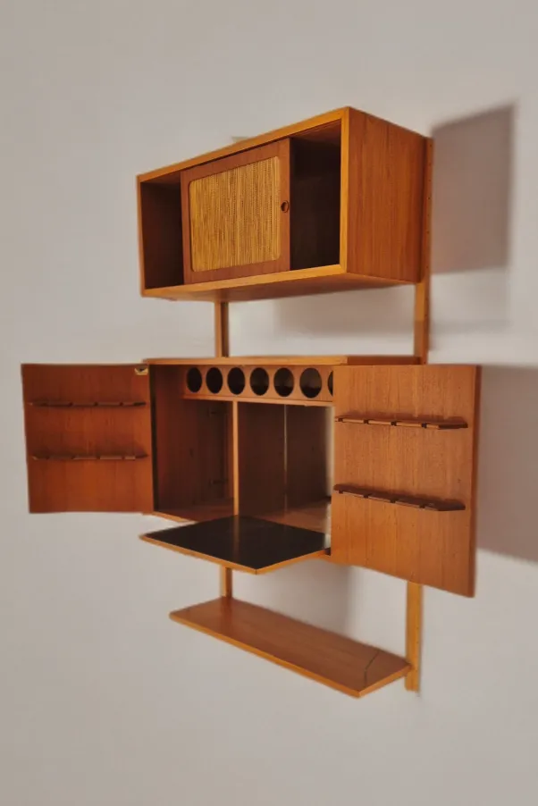 980.0 Wall Unit In Teak With Bar Cabinet, Scandinavian Mid Century 1960s photo