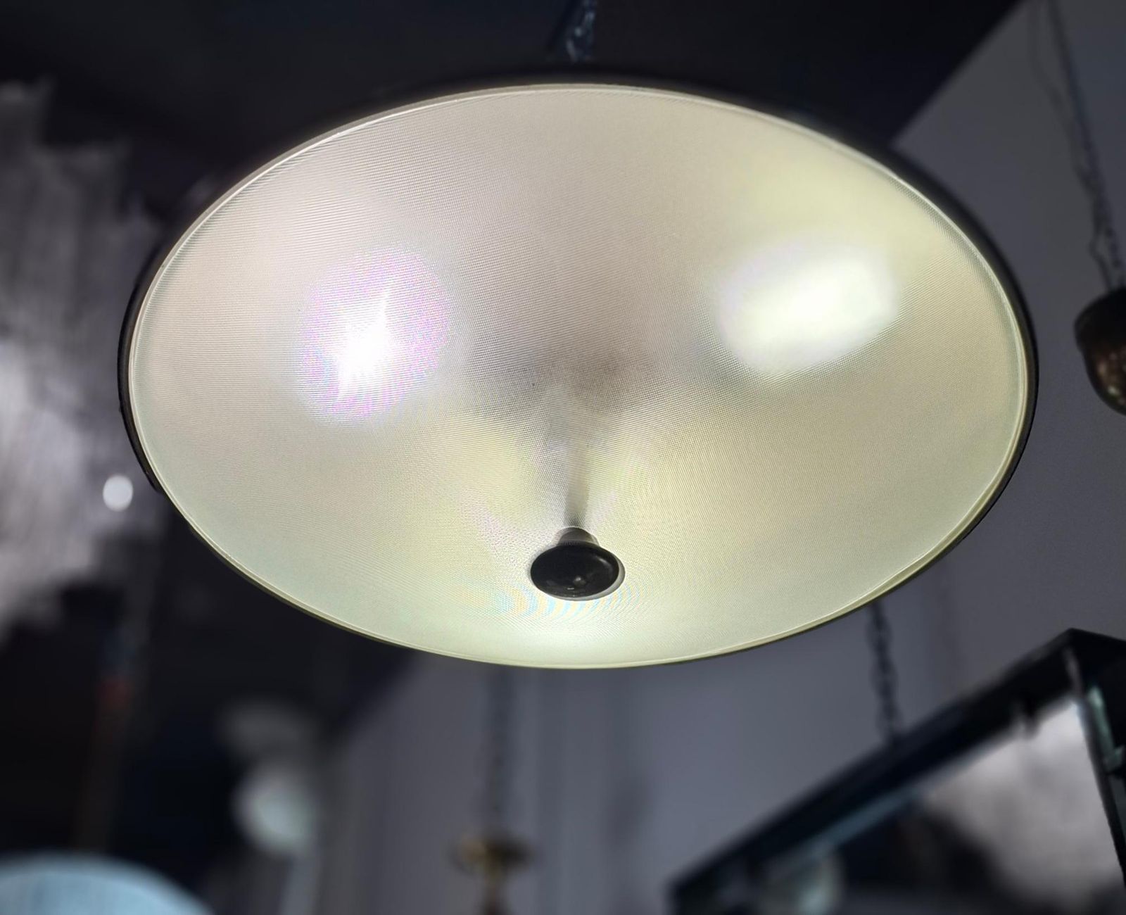 Fontana Arte Chandelier/Ceilling Light Brass Glass Metal, 1950, Italy photo for sale