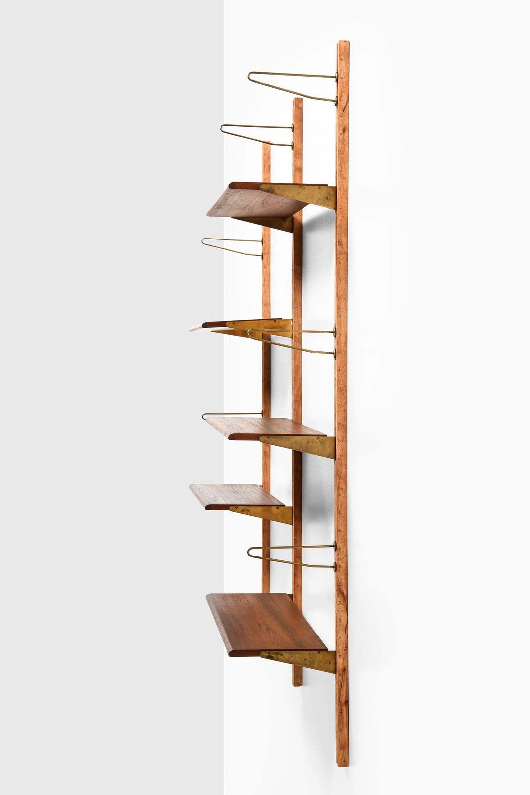 Wall Mounted Bookcase In Teak, Beech And Brass By Finn Juhl, 1956 photo furniture