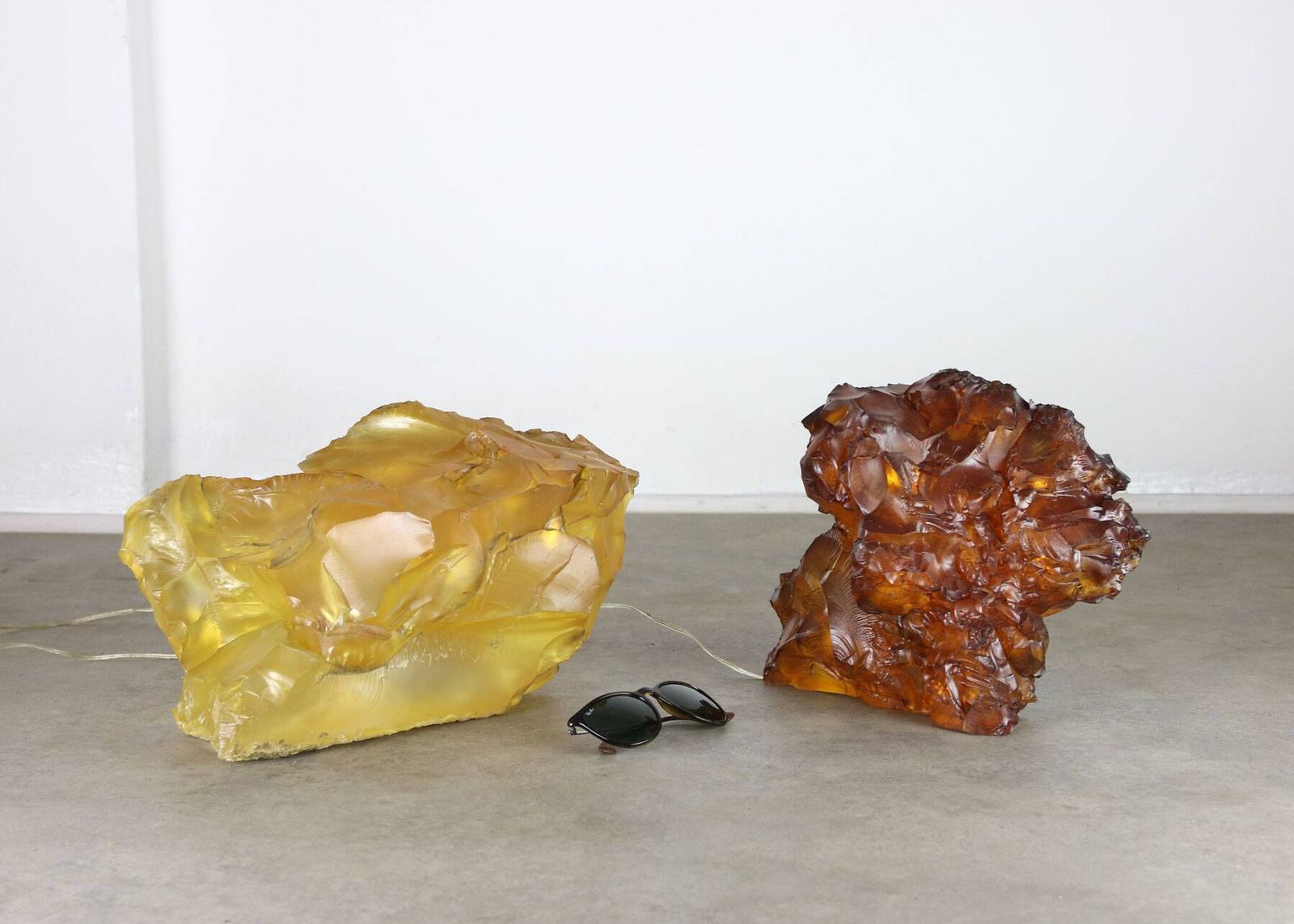 Vintage Italian Orange & Yellow Sculpture Lamps, 70s, Set Of 2 photo furniture