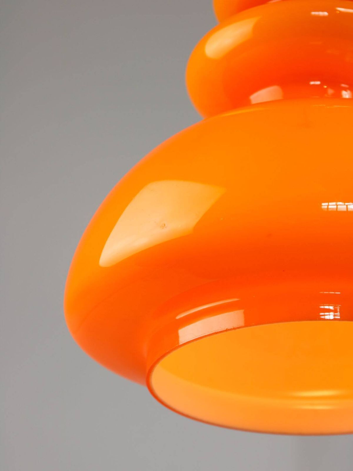 Mid Century Italian Orange Glass & Brass Pendant Lamp, 60s photo 644.0