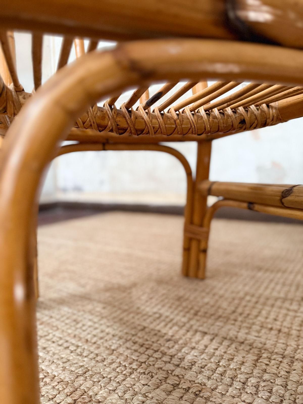 Set Of Eight Bamboo And Wicker Chairs – Italy, 1970s photo vintage