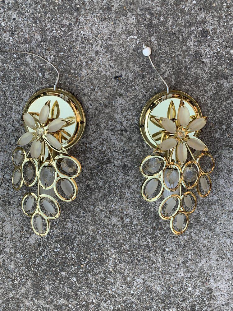 Mid Century Italian Brass And Glass Chandelier, 1960s, Set Of 3 photo 2430.0