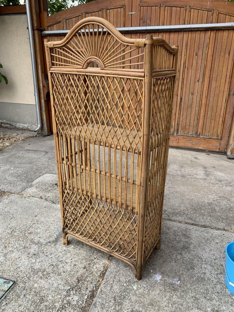 Mid Century Bamboo And Rattan Shelf, 1960s photo Furniture