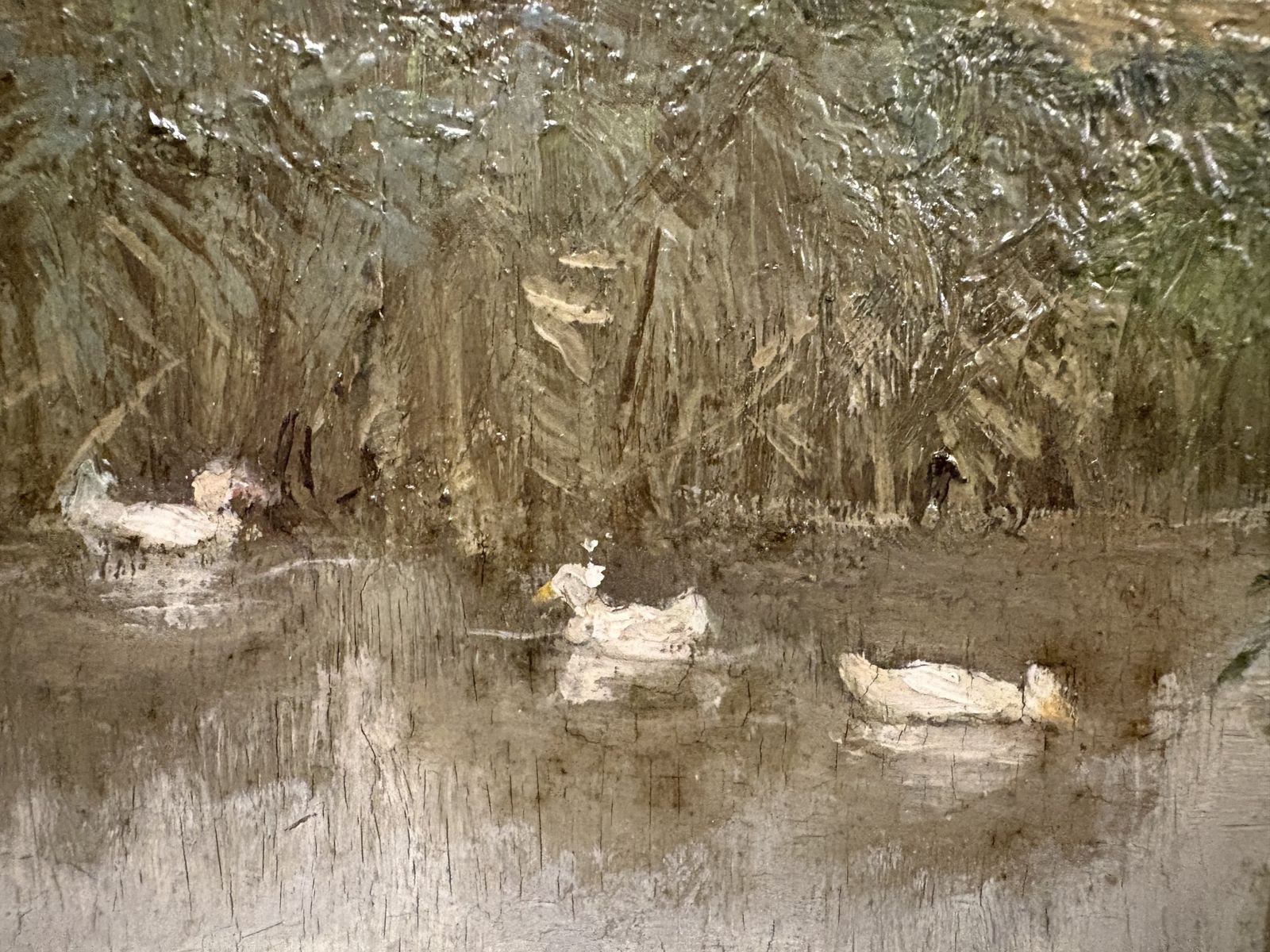 Oil Landscape Depicting Geese On A Pond By Frank Percy Wild 1930s photo vinterior