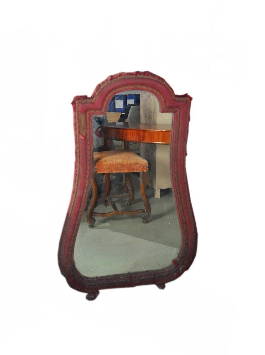 Antique Baroque Claret Velvet Mirror, 1790s photo for sale