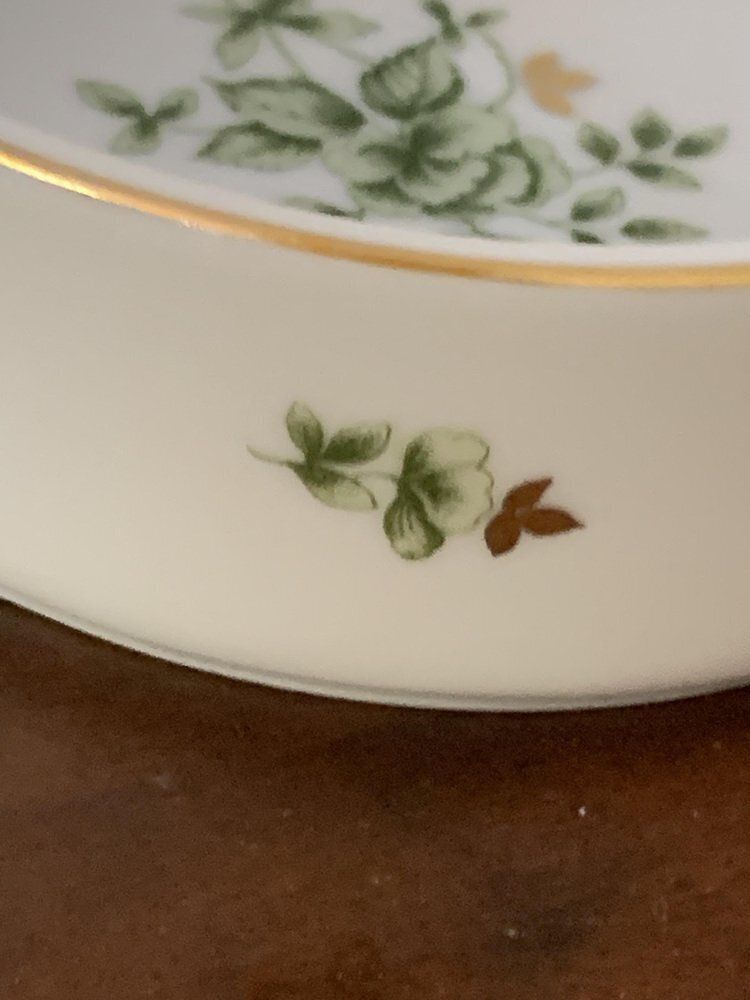 Porcelain Ashtray With Green Floral Pattern From Hollóháza, 1960s photo furniture
