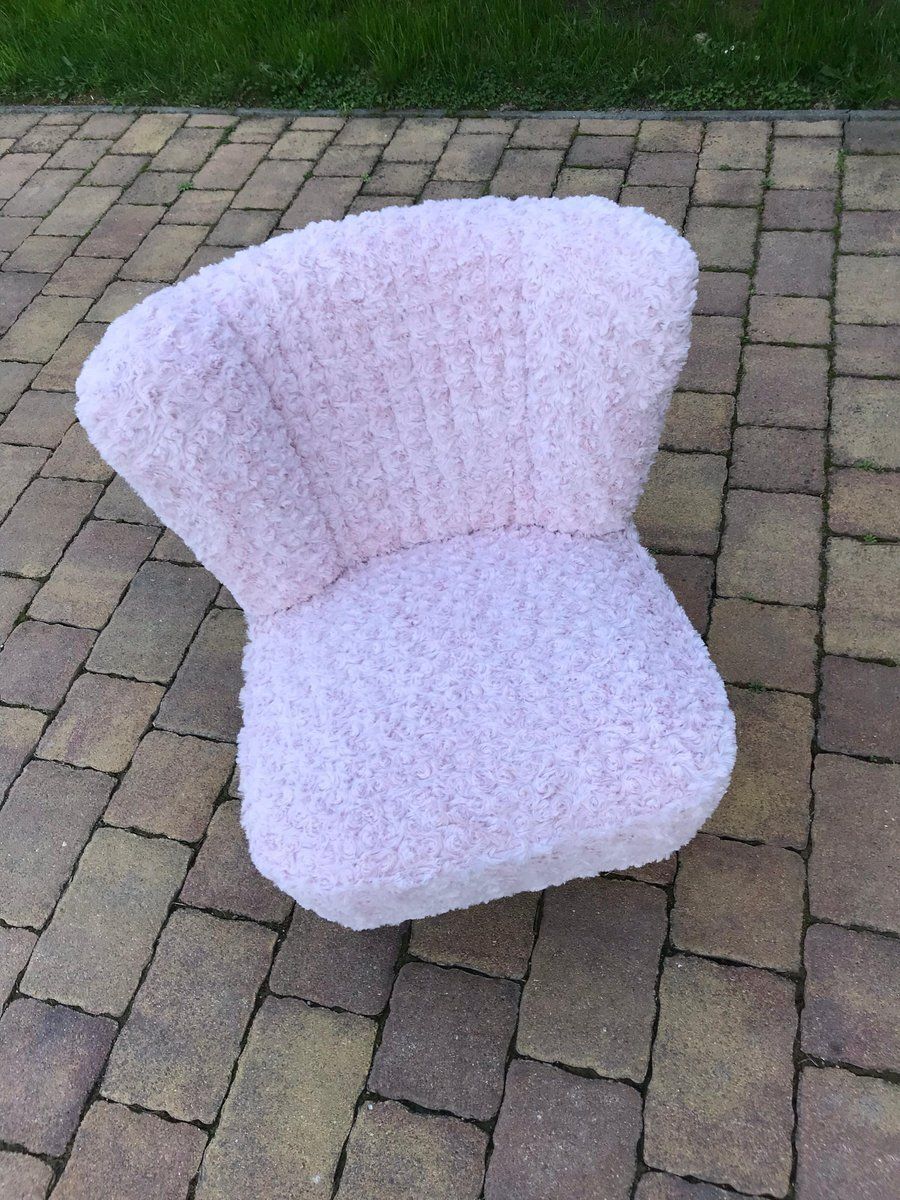 Vintage Pink Faux Fur Cocktail Chair, 1950s photo Furniture