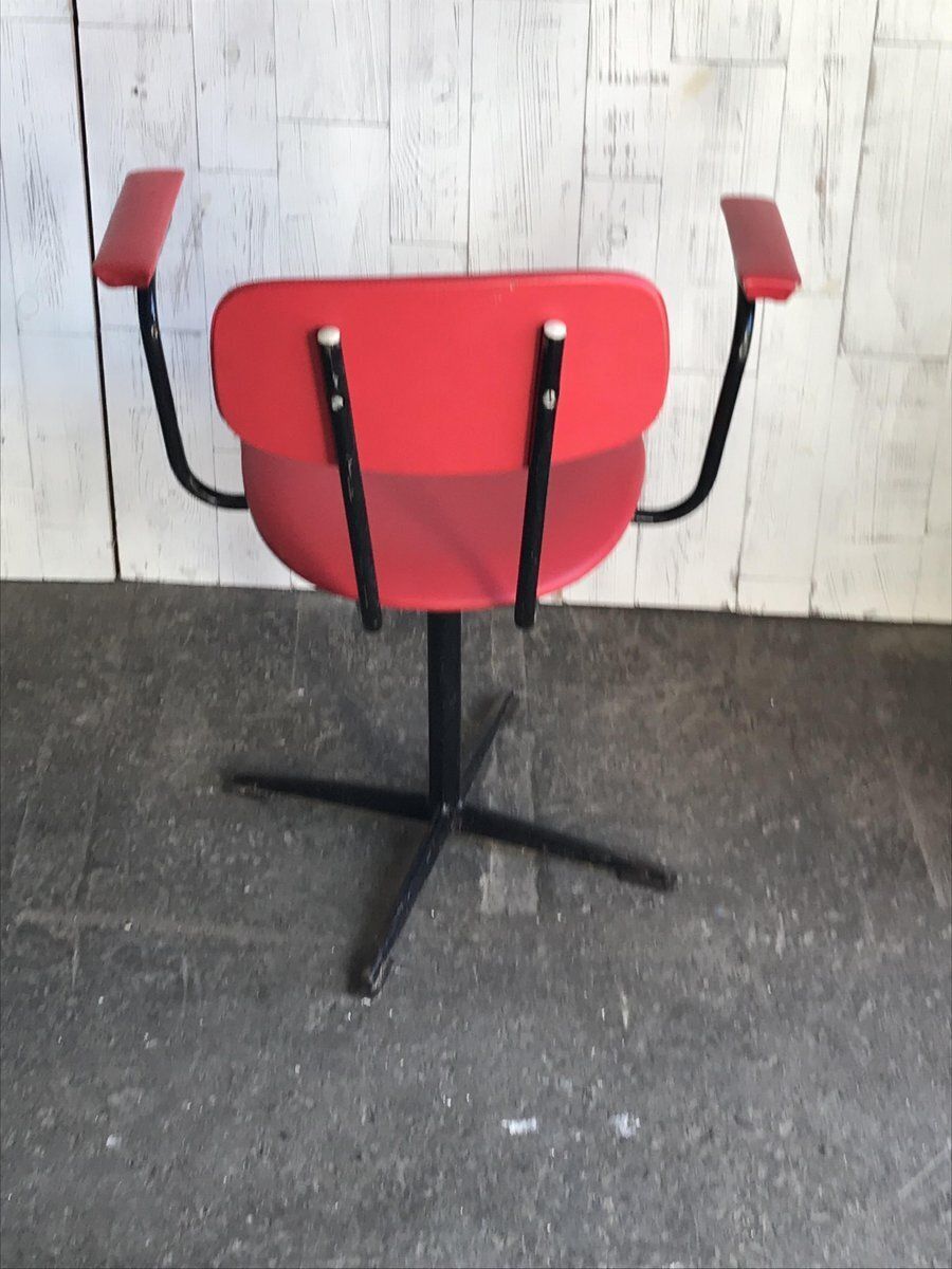 Set Of Red & Black Desk Chairs, 1960s photo vintage