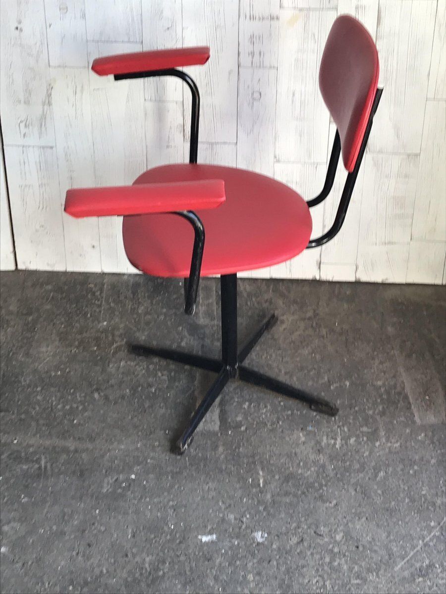 photo furniture Set Of Red & Black Desk Chairs, 1960s