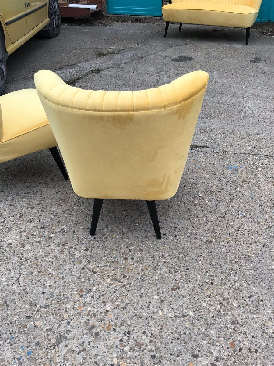 Set Of Yellow Lounge Chairs, 1950s photo furniture
