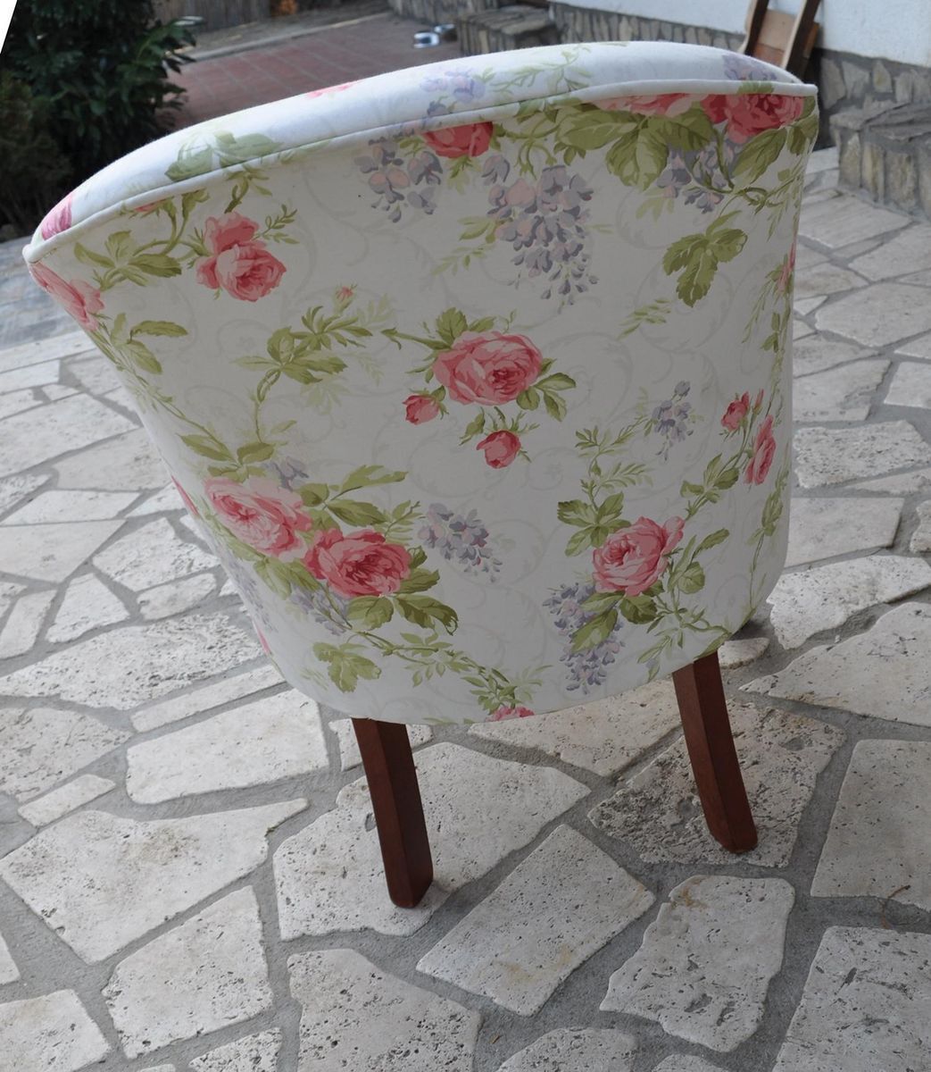 Mid Century Fabric And Wood Armchair, 1950s photo vintage
