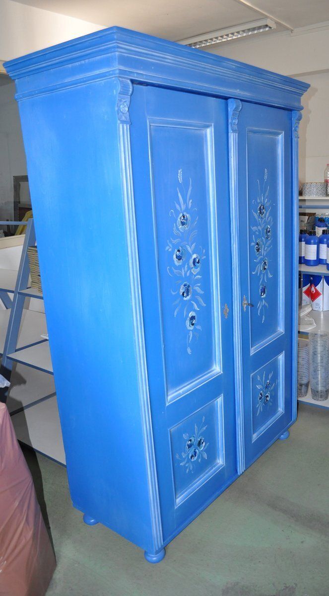 Antique Hand Painted Double Wardrobe photo vintage