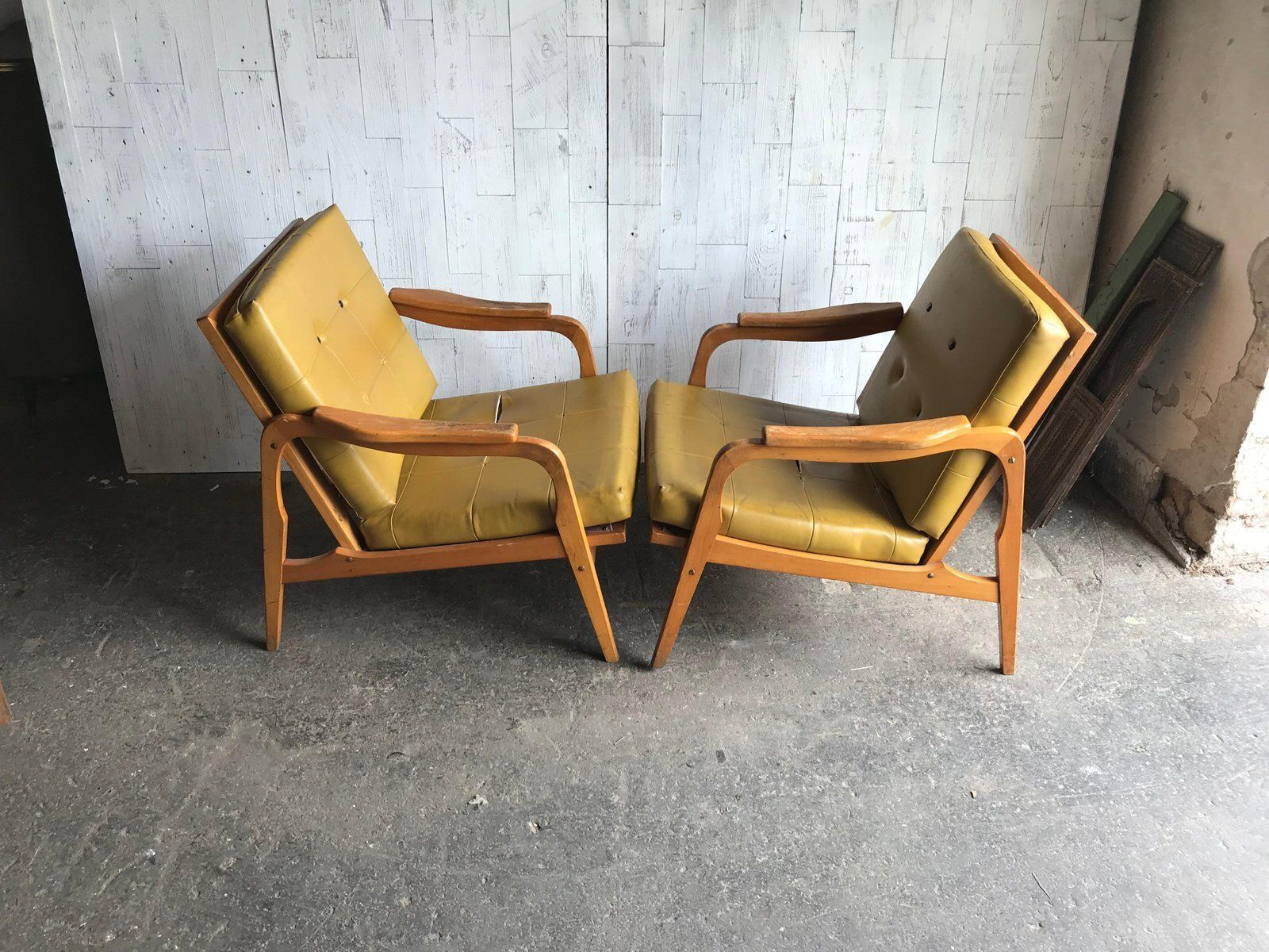 photo for sale Set Of Mid Century Wooden Lounge Chairs, 1960s