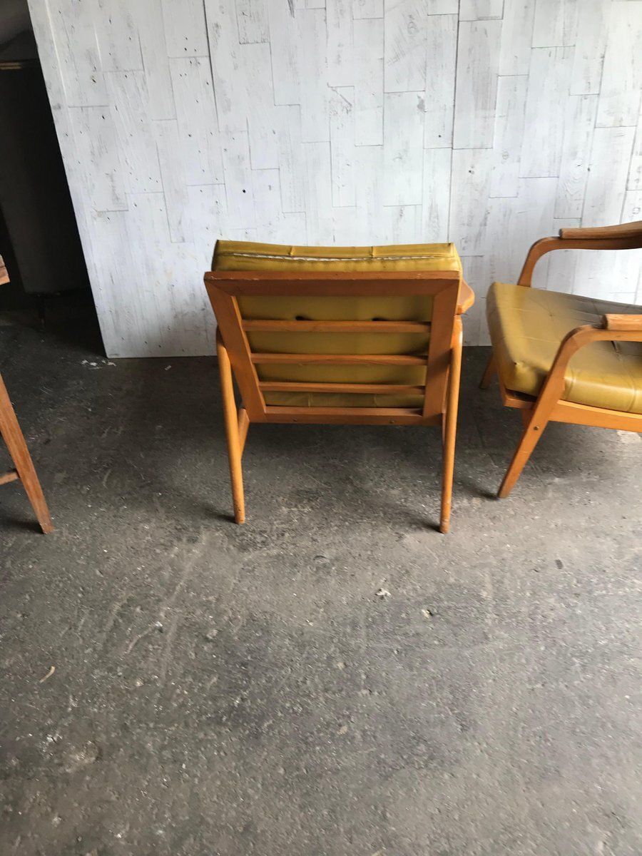 Furniture Set Of Mid Century Wooden Lounge Chairs, 1960s photo