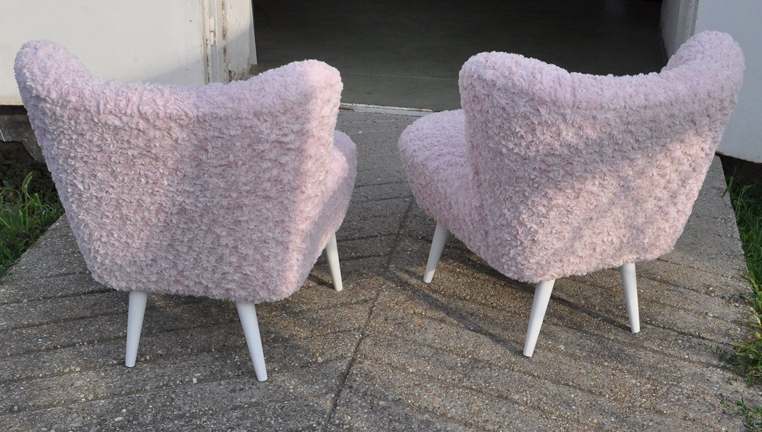 Mid Century Pink Faux Fur Lounge Chair, 1960s photo furniture