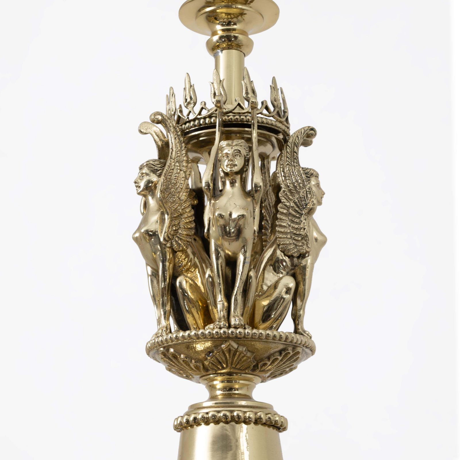 Empire Style Gilt Bronze Chandelier With Winged Figures – Italy, Early 19th photo vintage