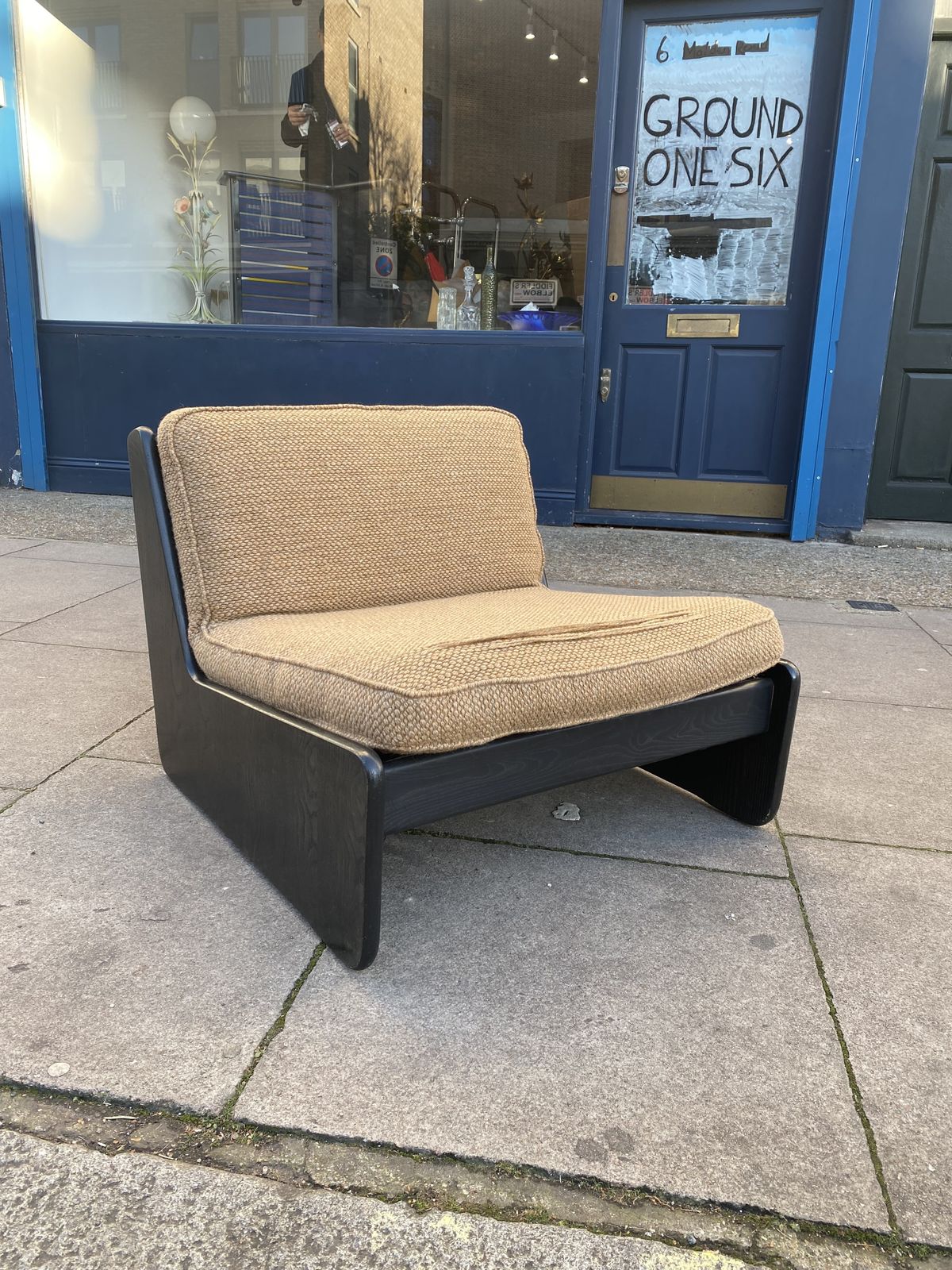 1550.0 1960s, Carl Straub Lounge Armchair Vintage 1970s Boucle Midcentury Wood photo
