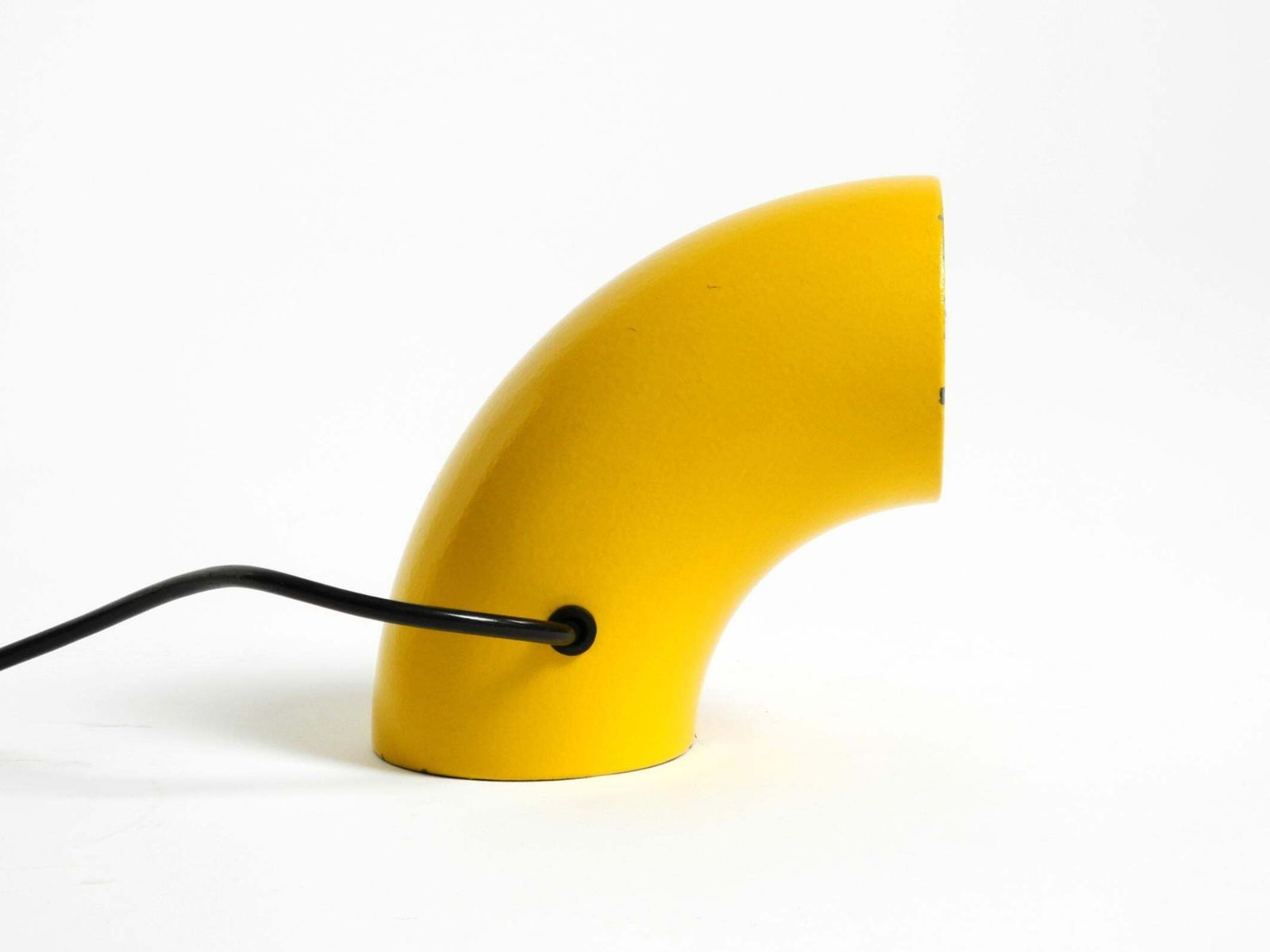 Very Rare Original Space Age 60s Yellow Table Lamp Made Of Iron By Temde photo for sale