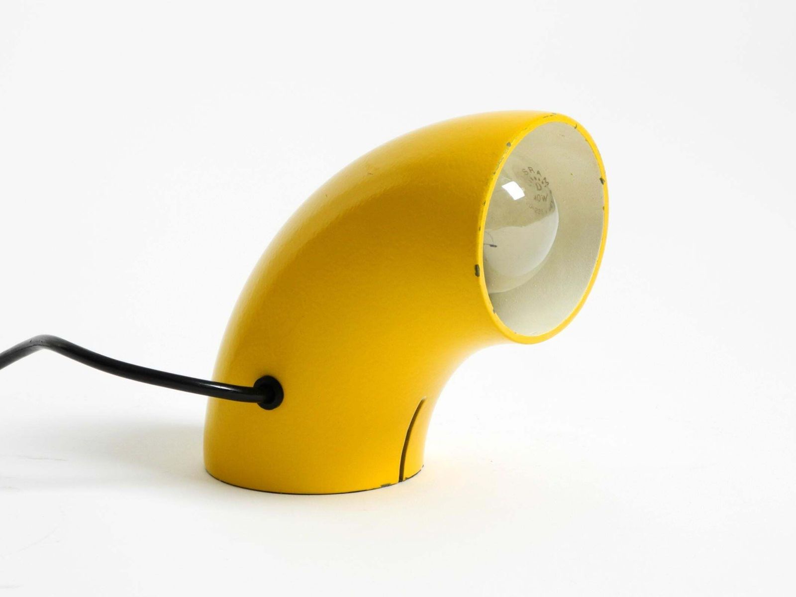 Very Rare Original Space Age 60s Yellow Table Lamp Made Of Iron By Temde photo Lighting