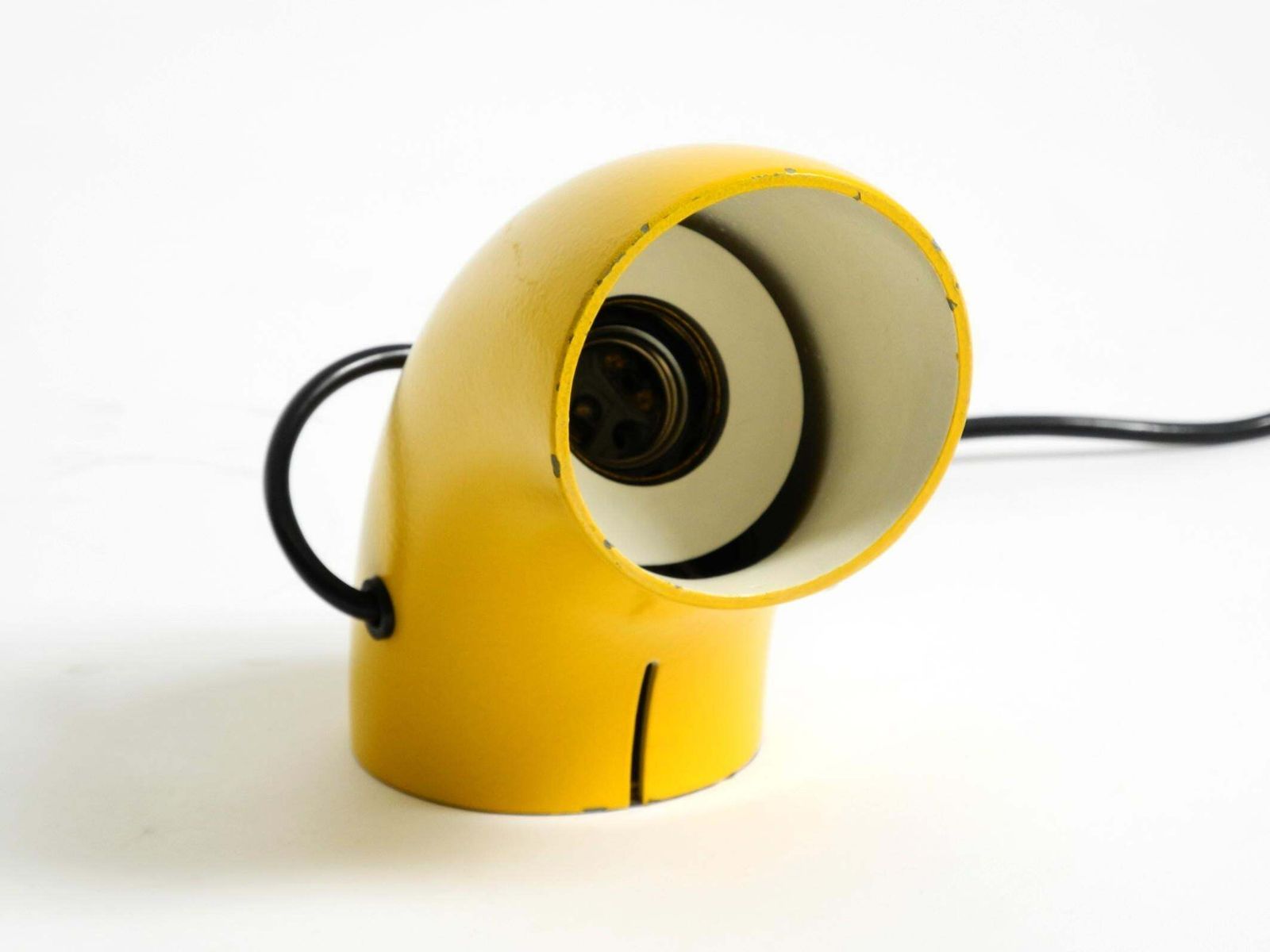 Very Rare Original Space Age 60s Yellow Table Lamp Made Of Iron By Temde photo buy