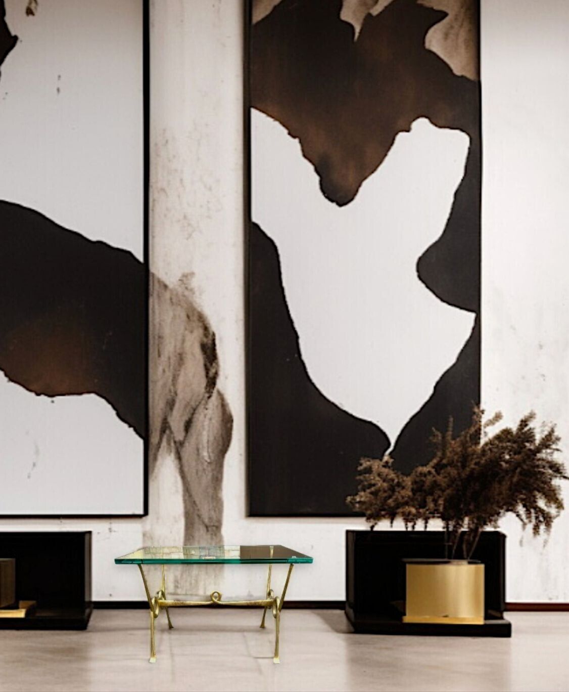 photo for sale An Italian 1950s Fontana Arte Style Brass And Thick Glass Cocktail Table By Janetti, Florence