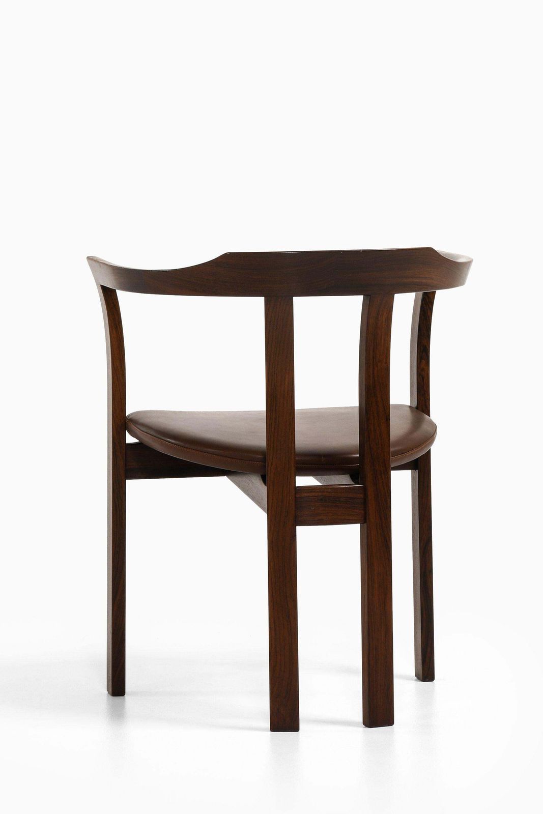 Armchair In Rosewood And Original Brown Leather By Hans Olsen, 1960's photo for sale