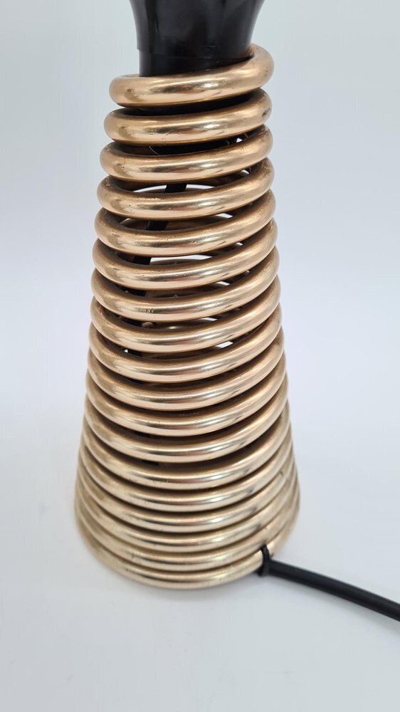 Vintage Table Lamps Aluminium Springs & Large Bulbs, Czechoslovakia, 1970s, Set Of 2 photo for sale
