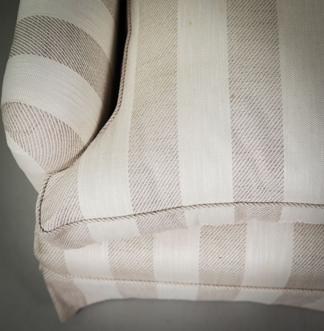 Peter Dudgeon 3 Seater Large Connaught Grand Sofa Stripes Beige Brown Rrp£12000 photo vinterior
