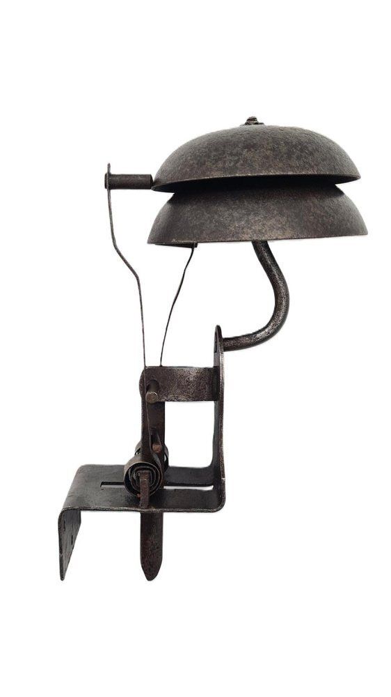 French Art Nouveau Doorbell In Gray Metal, 1890s
