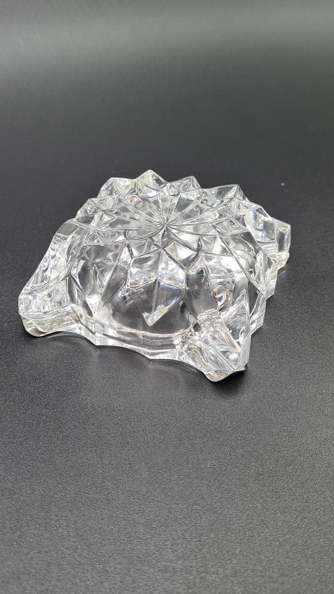 Vintage Crystal Ashtray With Metal Rim, 1960s photo Home Decor