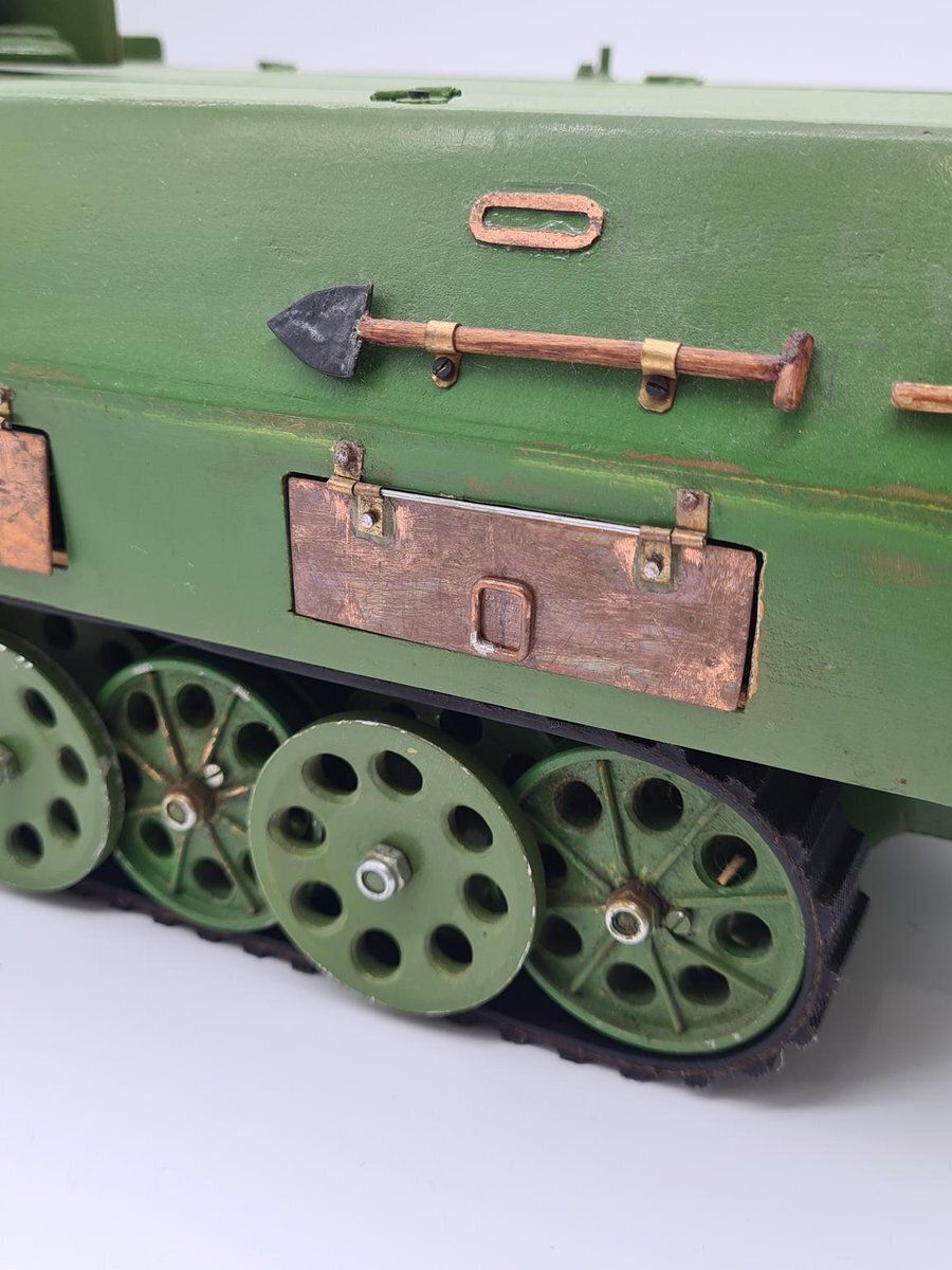 Model Sd.Kfz. 251 Carrier In Green Plywood And Metal, 1970s photo vintage