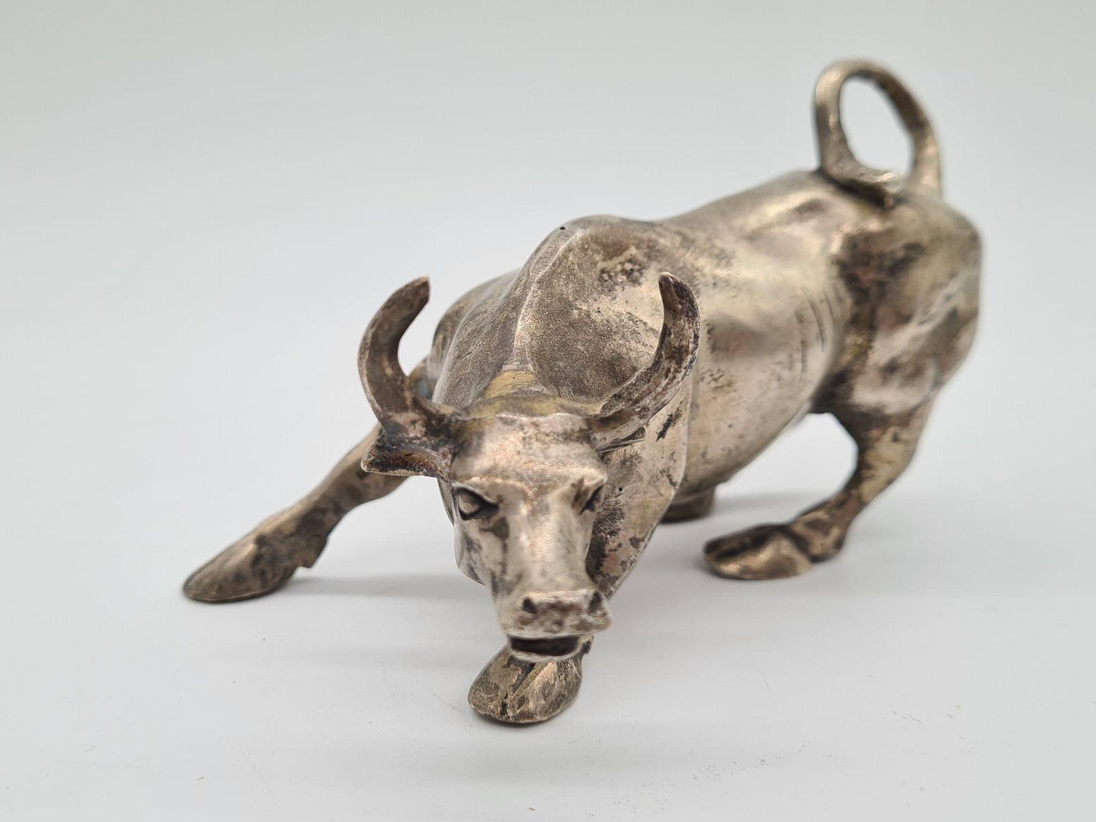 Charging Bull Figurine In Bronze By A. Di Modica, 1980s.