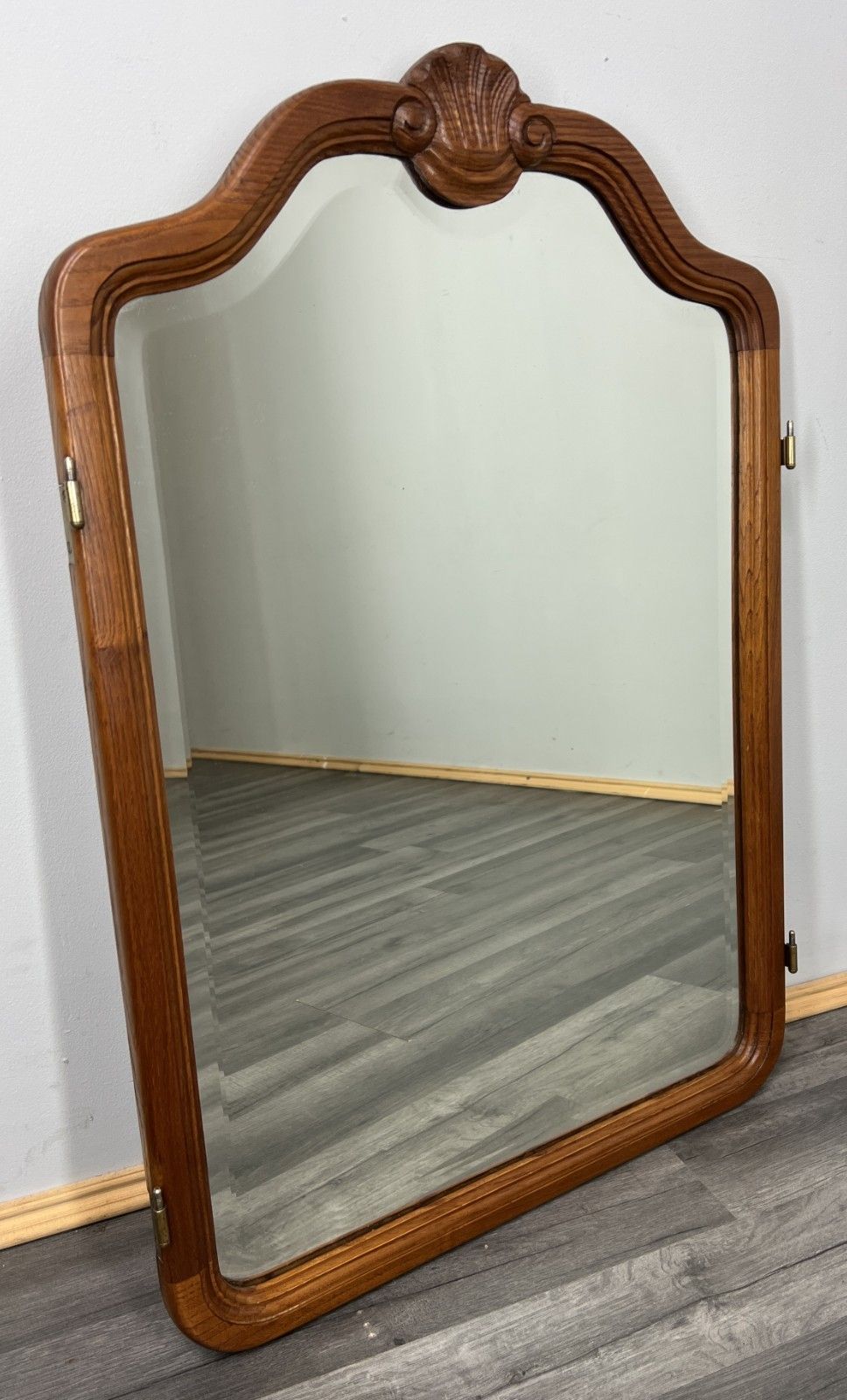 Vintage French Style Carved Wall Mirror Ornate Oak Wall Frame Lot 4775