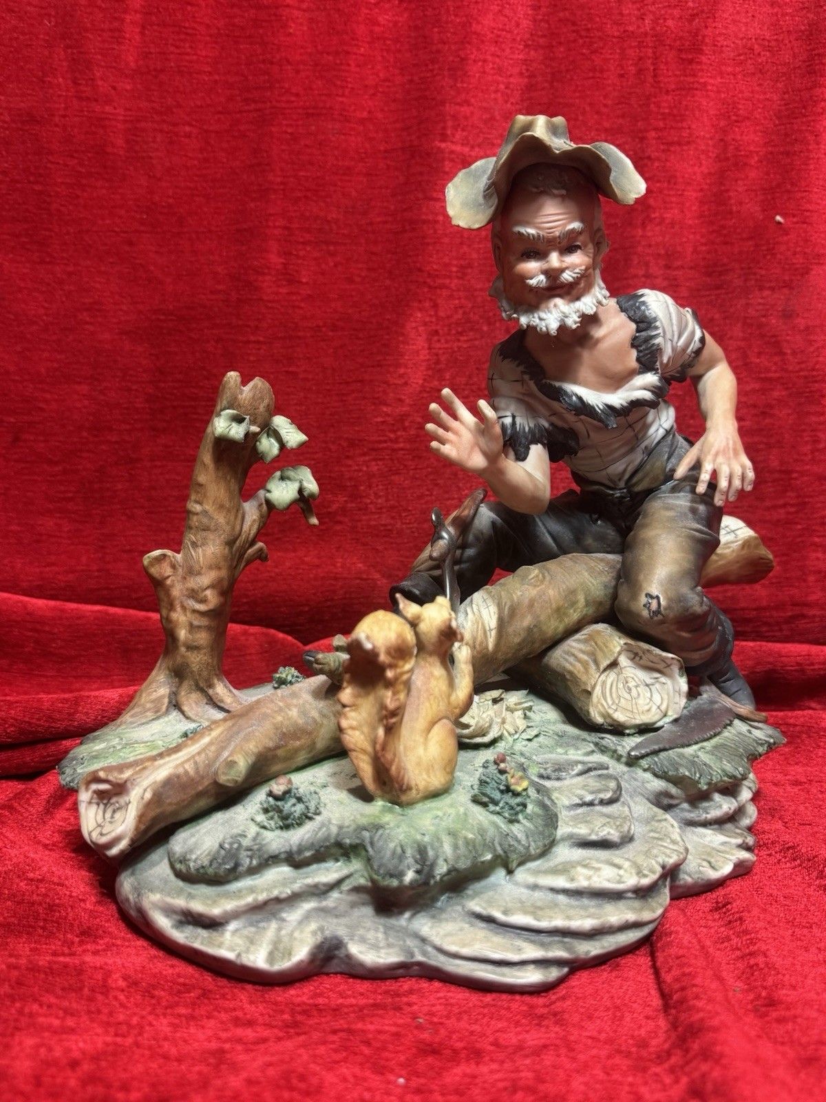 Italian Original Capodimonte Titled 'The Woodcutter' Porcelain Figurine photo furniture