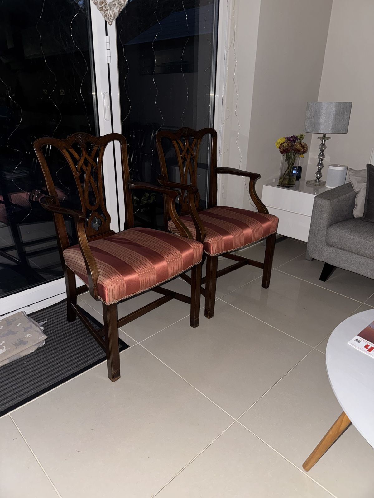 Pair Of Antique Style Chippendale Dining Chairs photo Garden Furniture