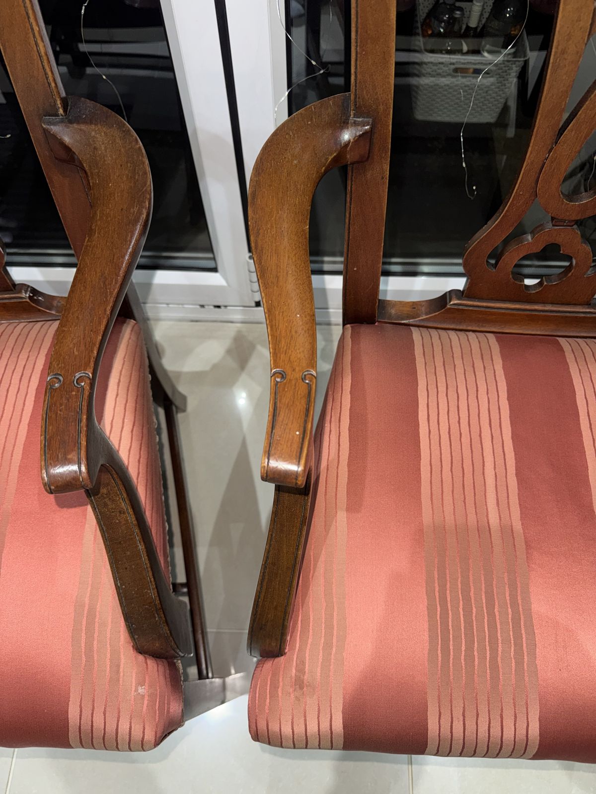 Pair Of Antique Style Chippendale Dining Chairs photo vintage