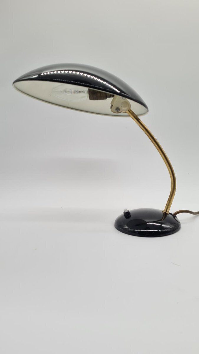 Model 6781 Table Lamp In Black Metal And Brass Attributed To C. Dell For Kaiser Idell, Germany, 1950s photo furniture