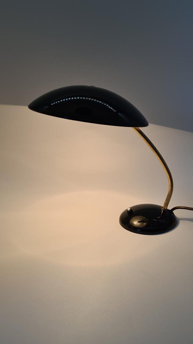 Model 6781 Table Lamp In Black Metal And Brass Attributed To C. Dell For Kaiser Idell, Germany, 1950s photo vinterior