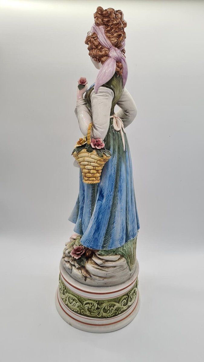 Figure Of Woman Picking Flowers In Ceramic By D. Poloniato, 1980s photo 1049.0
