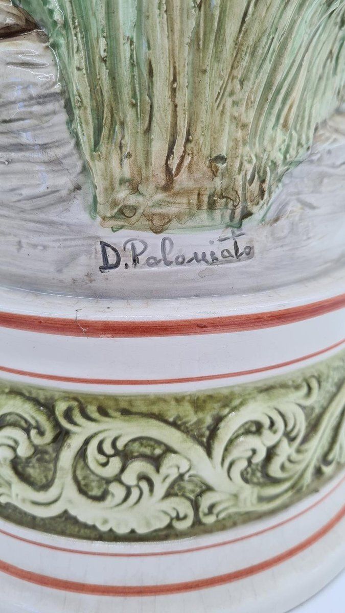 photo for sale Figure Of Woman Picking Flowers In Ceramic By D. Poloniato, 1980s