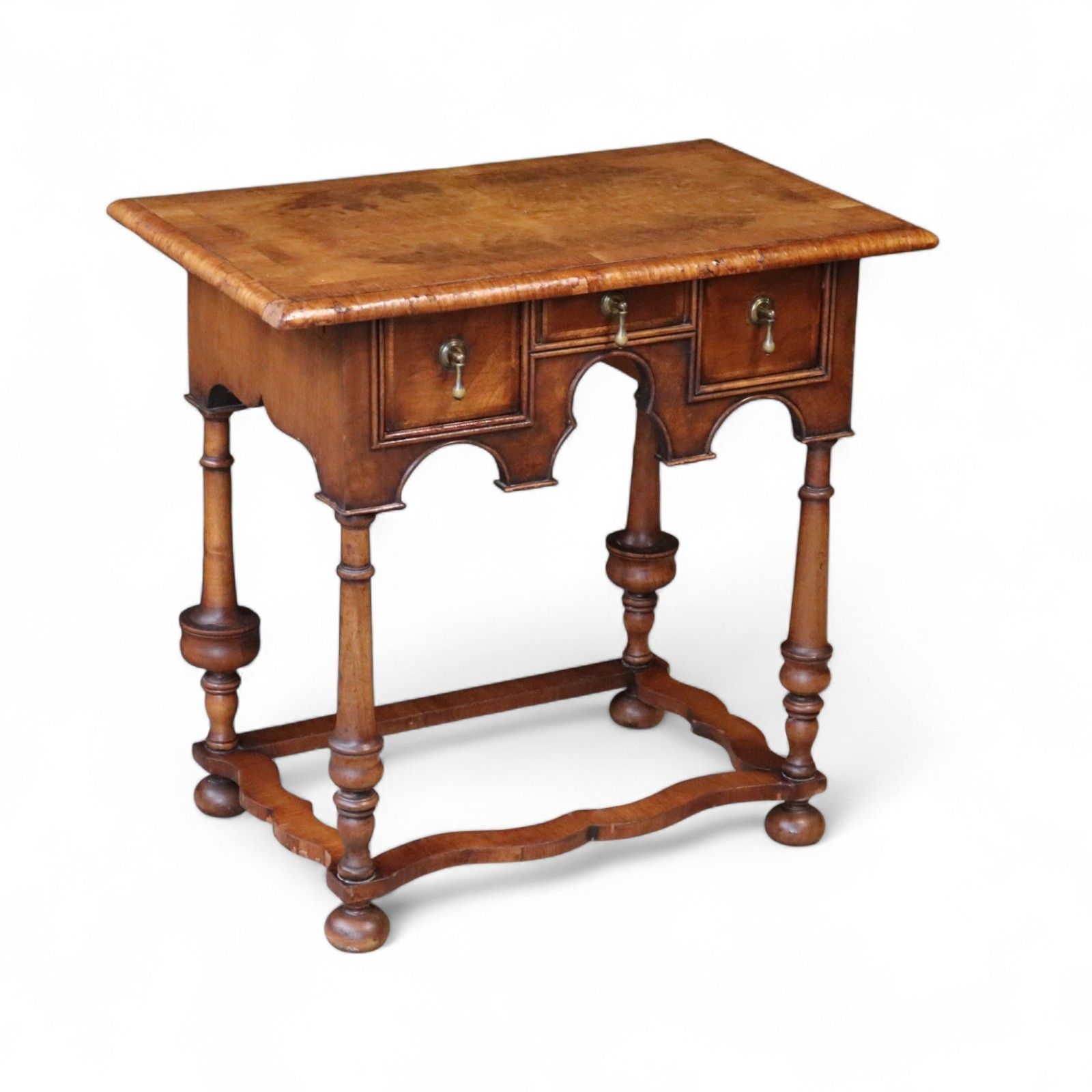 Early 20th Century An​Tique Burr Walnut William & Mary Style Lowboy Hall Table photo furniture