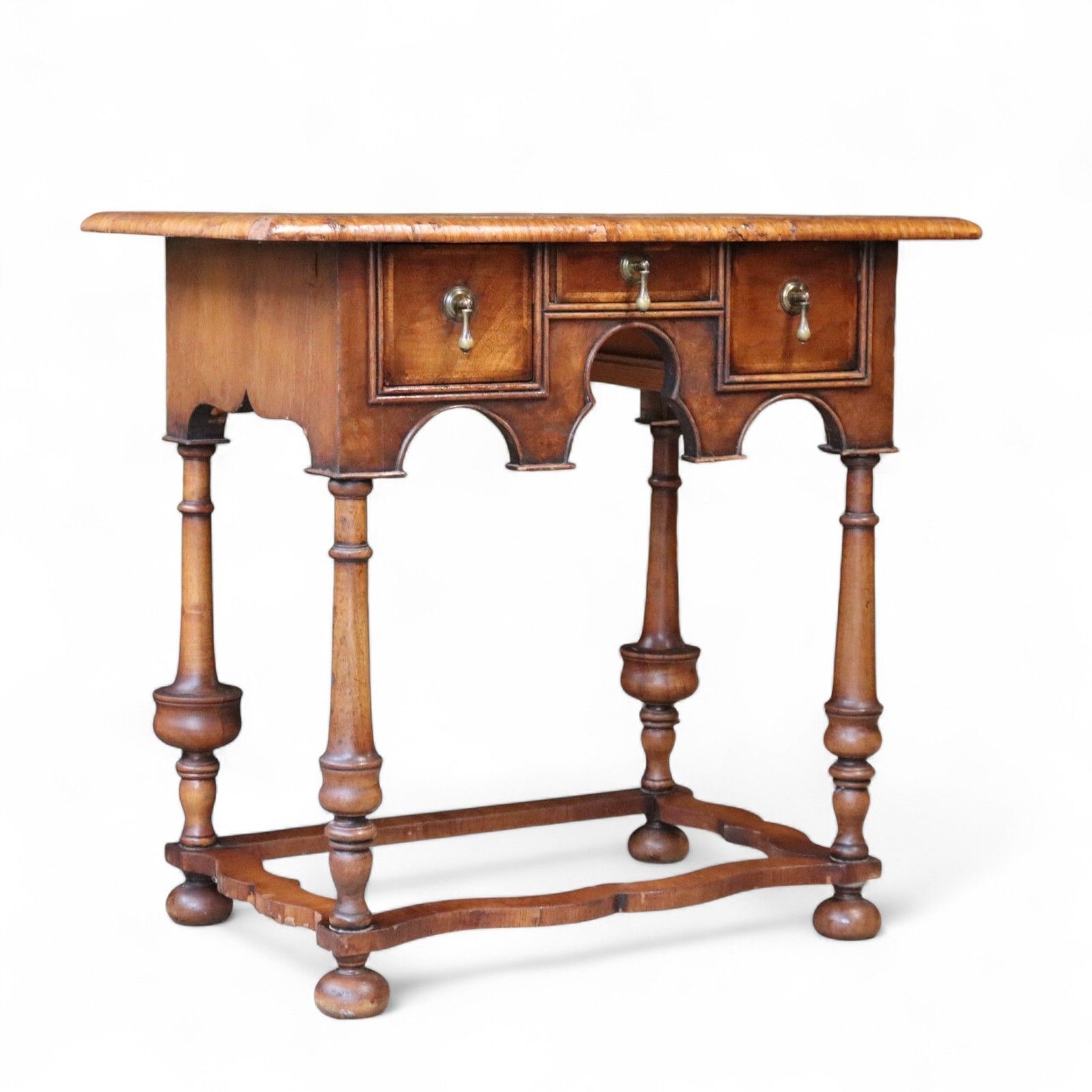 photo vinterior Early 20th Century An​Tique Burr Walnut William & Mary Style Lowboy Hall Table