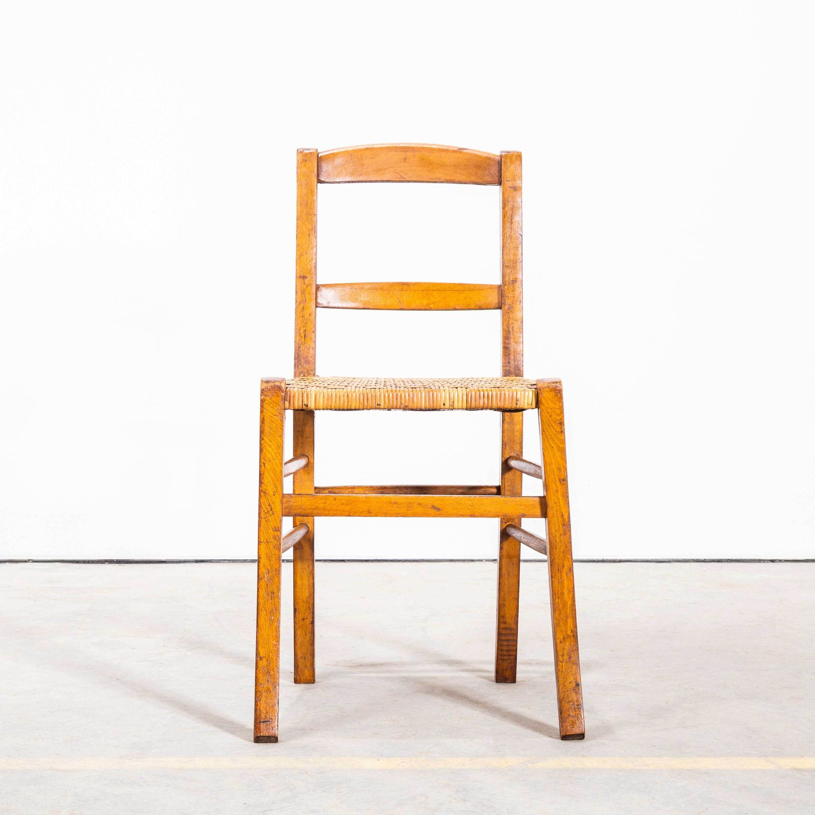 photo for sale 1950's Original French Farmhouse Dining Chairs With Woven Seat   Set Of Six