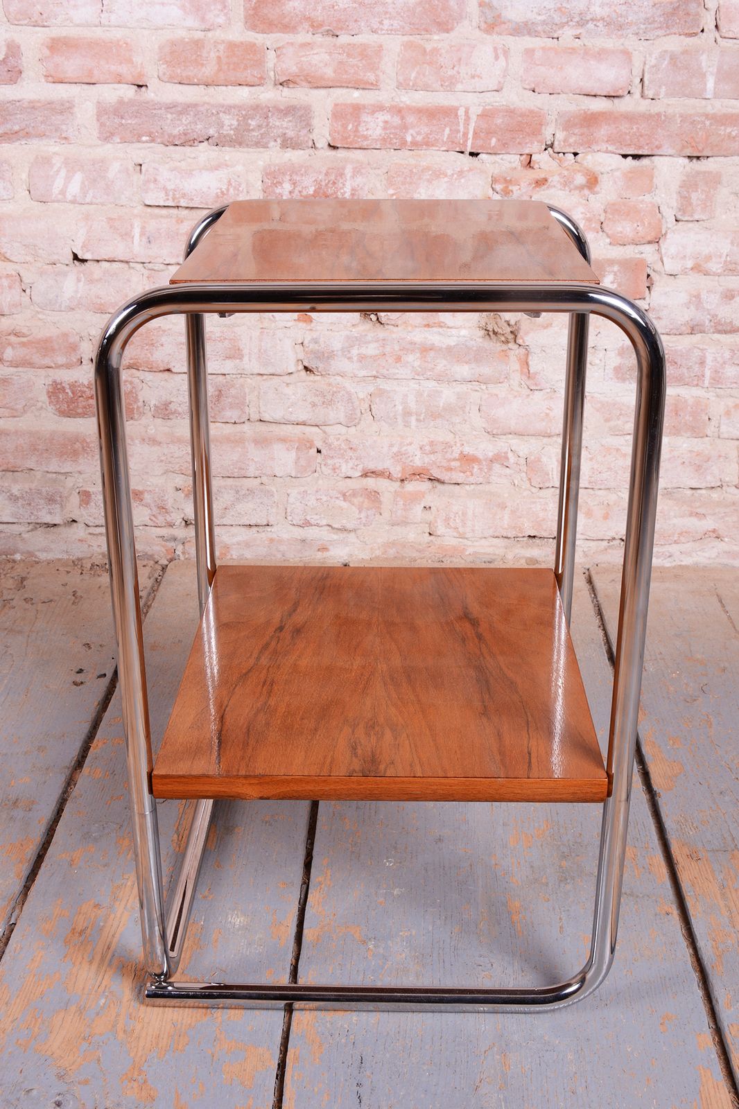 Furniture Pair Of Restored Bauhaus Bedside Tables, By M. Breuer For Thonet, Germany, 1920s photo