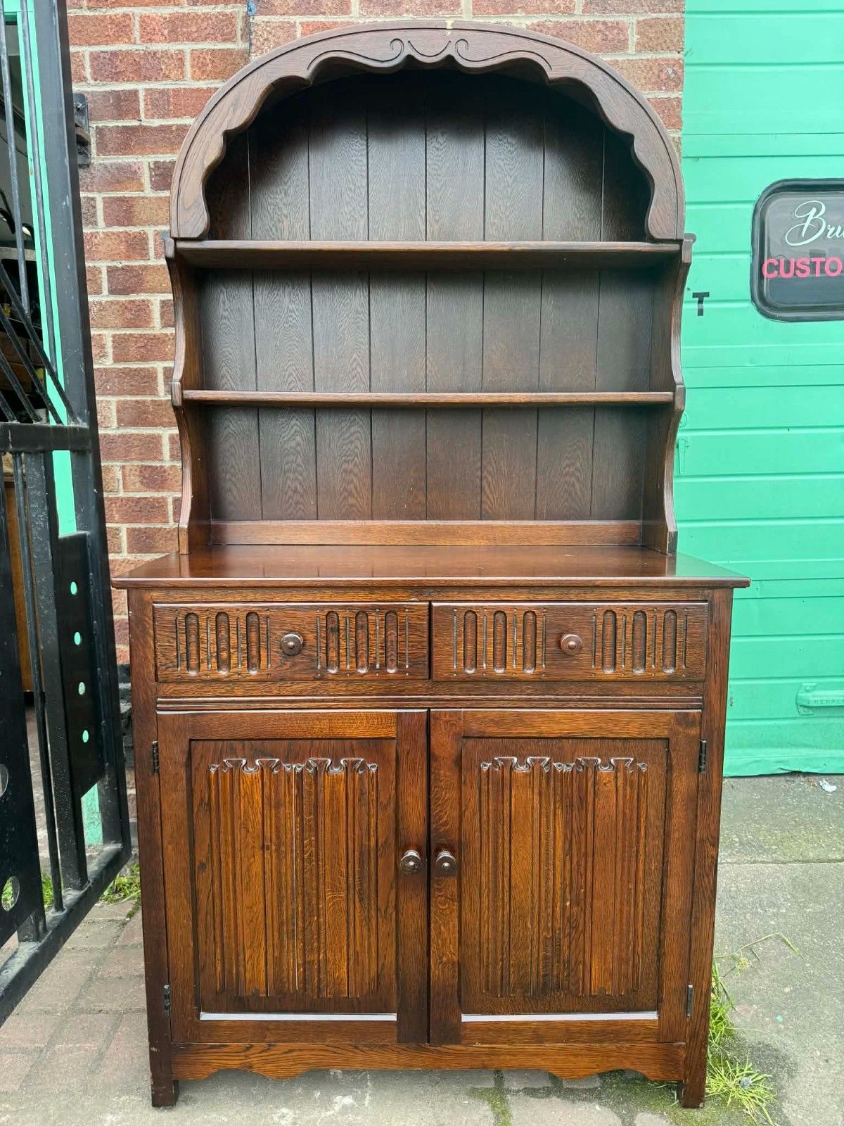 Vintage Small Dutch Dresser Plate Rack Storage Unit Ready For Upcycle