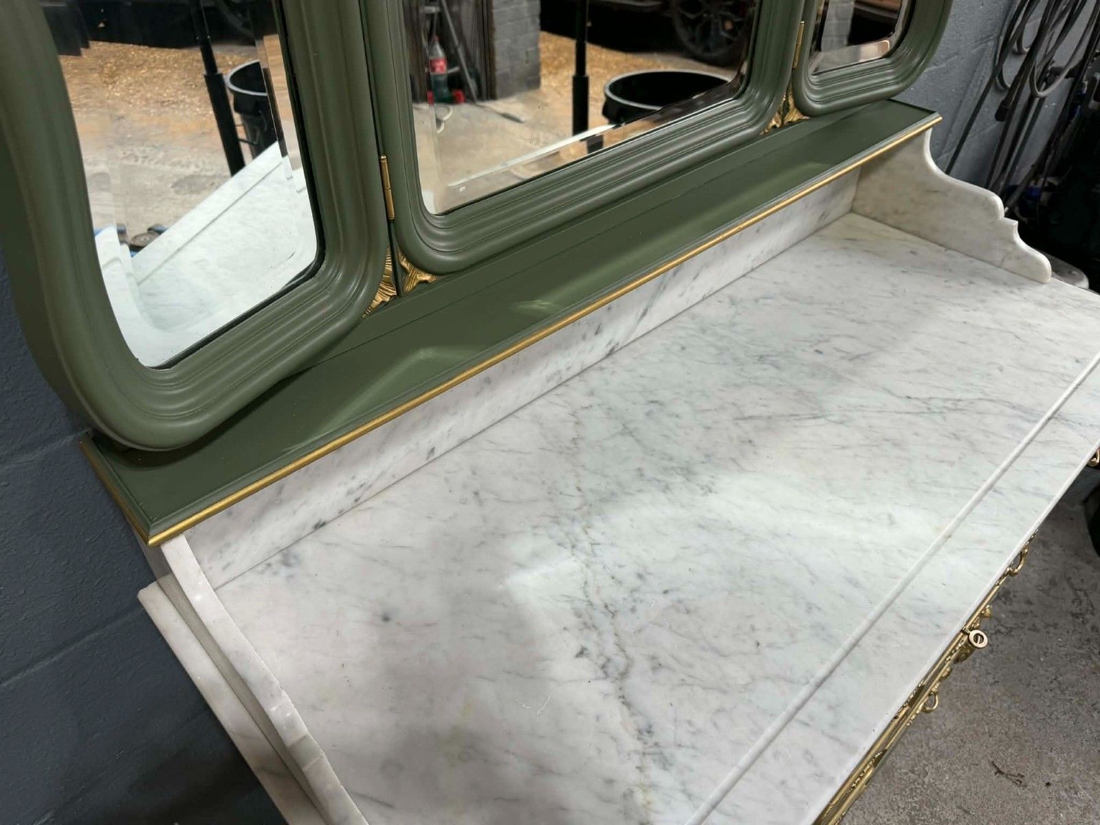 Antique French Louis XV Chest Of Drawers With 3 Way Mirror & Marble Top Upcycled photo 1450.0