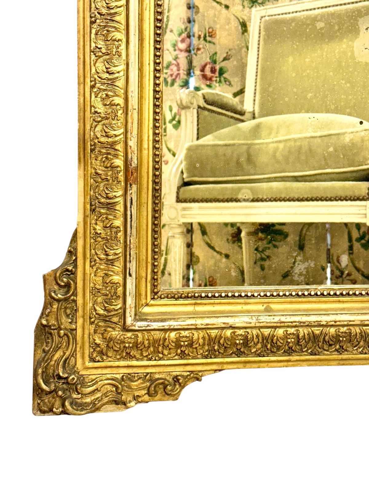 Napoleon III Period Giltwood Mirror With Ornate Crest, 19th Century photo furniture