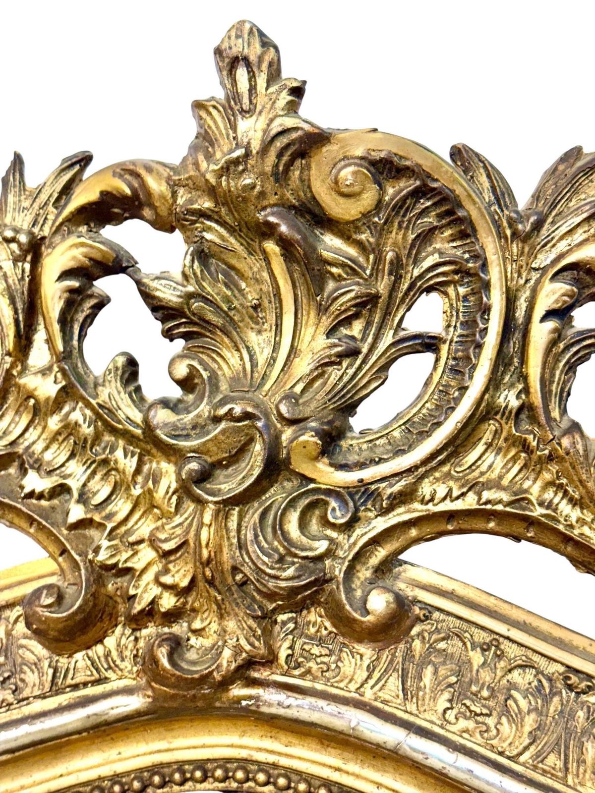 Napoleon III Period Giltwood Mirror With Ornate Crest, 19th Century photo for sale