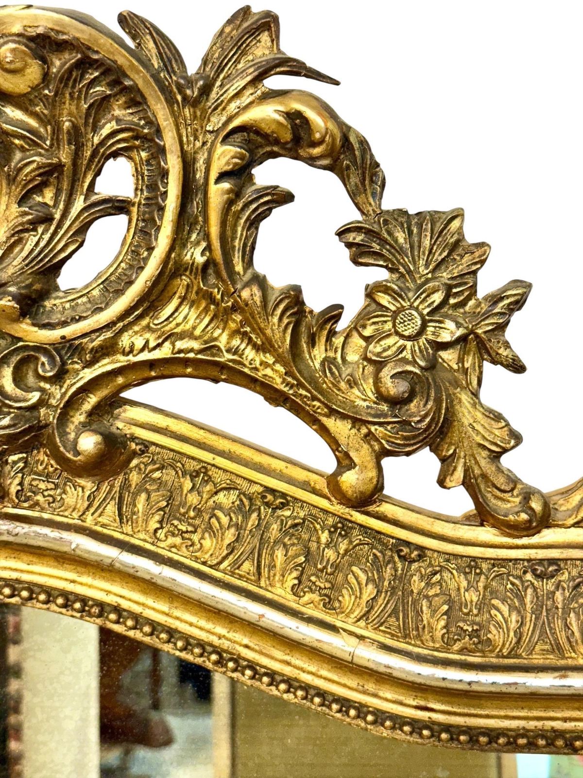 photo vinterior Napoleon III Period Giltwood Mirror With Ornate Crest, 19th Century